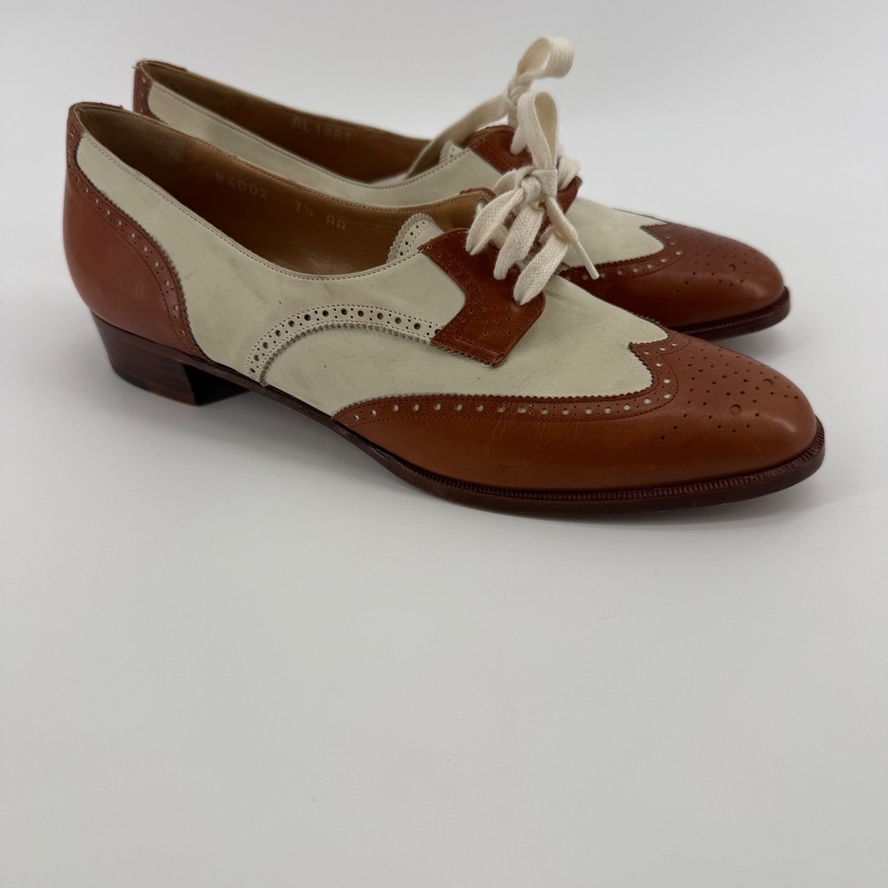 Vintage Polo Ralph Lauren Wingtip Oxfords Womens Size 7.5 AA Made In Italy